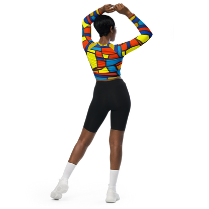 Long Sleeve Crop Top - Mondrian Mesh