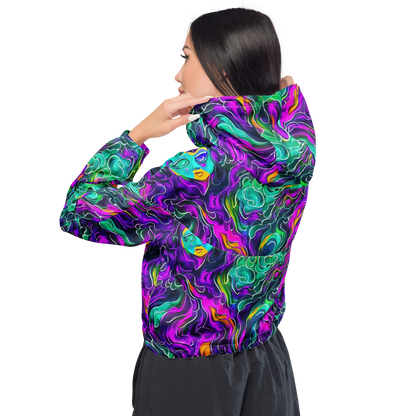 Women's Cropped Windbreaker - Vortex Dream