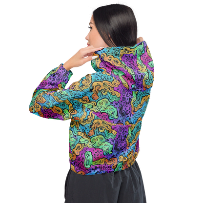 Women's Cropped Windbreaker - Intergalactic Graffiti