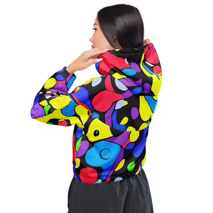 Women's Cropped Windbreaker - Miró's Mosaic