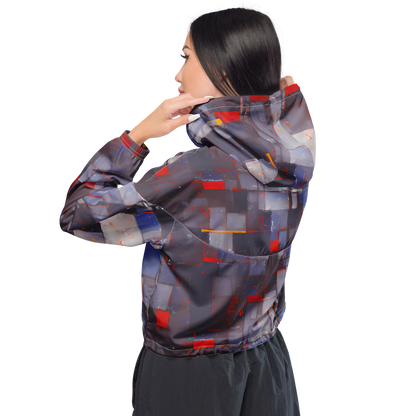 Women's Cropped Windbreaker - Cubist Rhythm