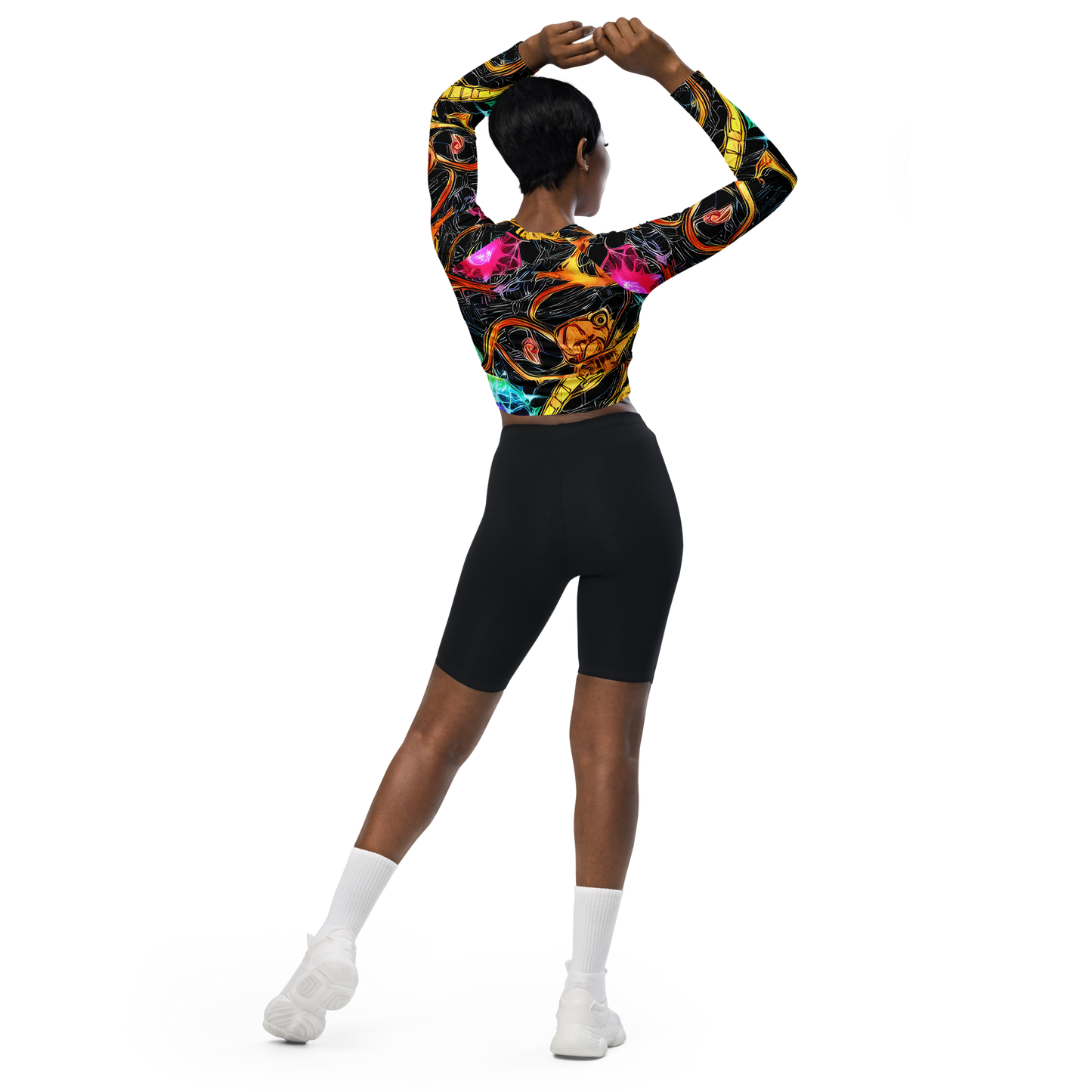 Long Sleeve Crop Top - Psychedelic Pulsar