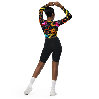 Long Sleeve Crop Top - Psychedelic Pulsar