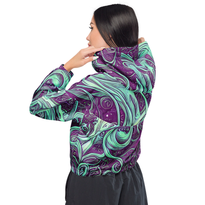 Women's Cropped Windbreaker - Temple Swirls