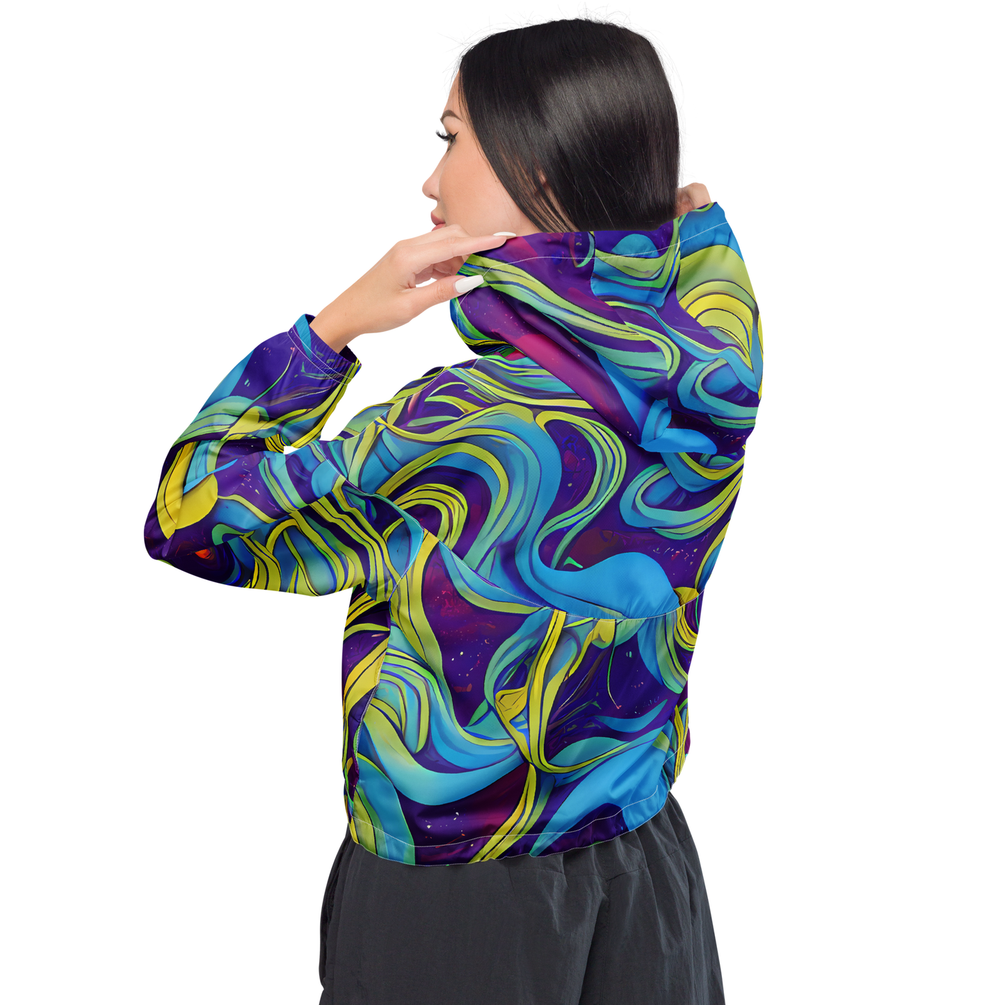 Women's Cropped Windbreaker - Stellar Swirls