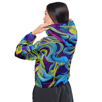 Women's Cropped Windbreaker - Stellar Swirls