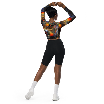 Long Sleeve Crop Top - Brushstroke Blaze