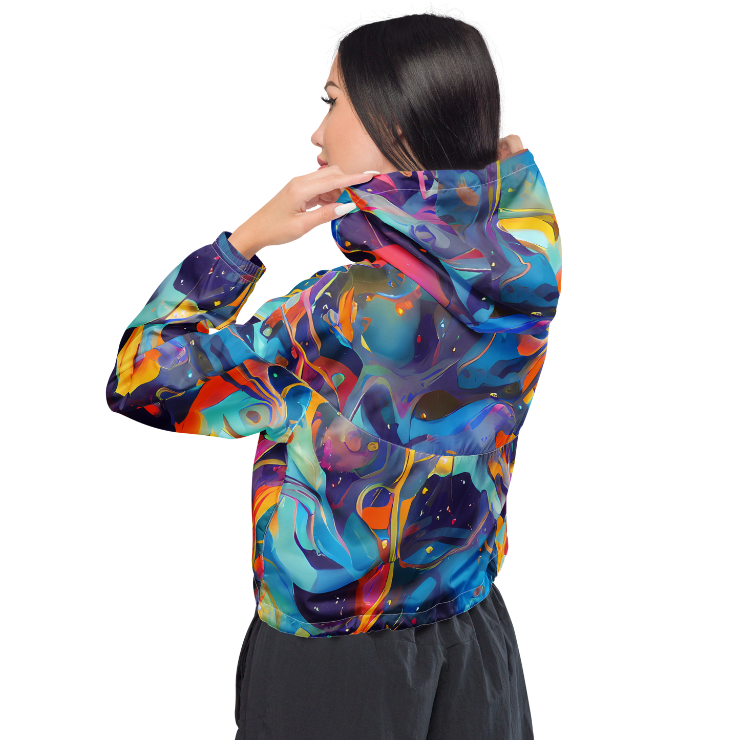 Women's Cropped Windbreaker - Whimsical Fusion