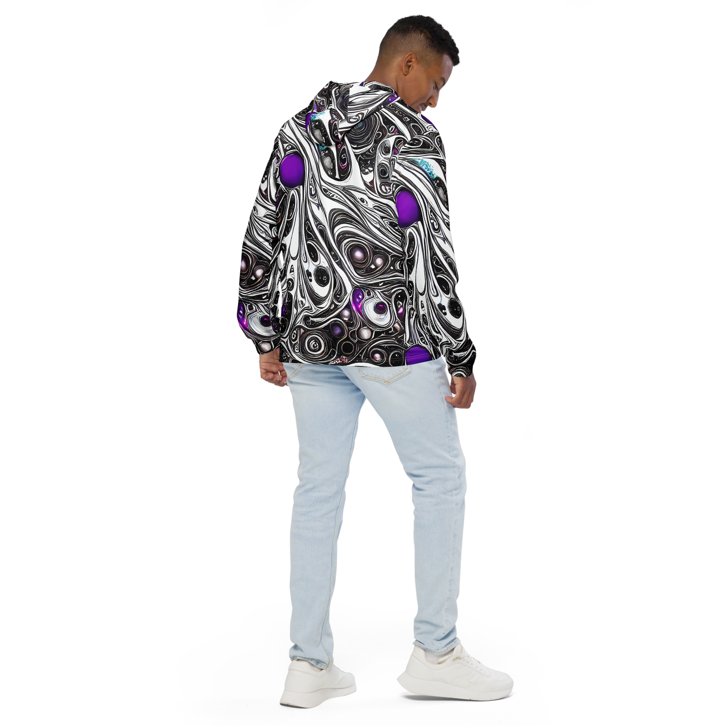 Men's Windbreaker - Neo-Noir Waves