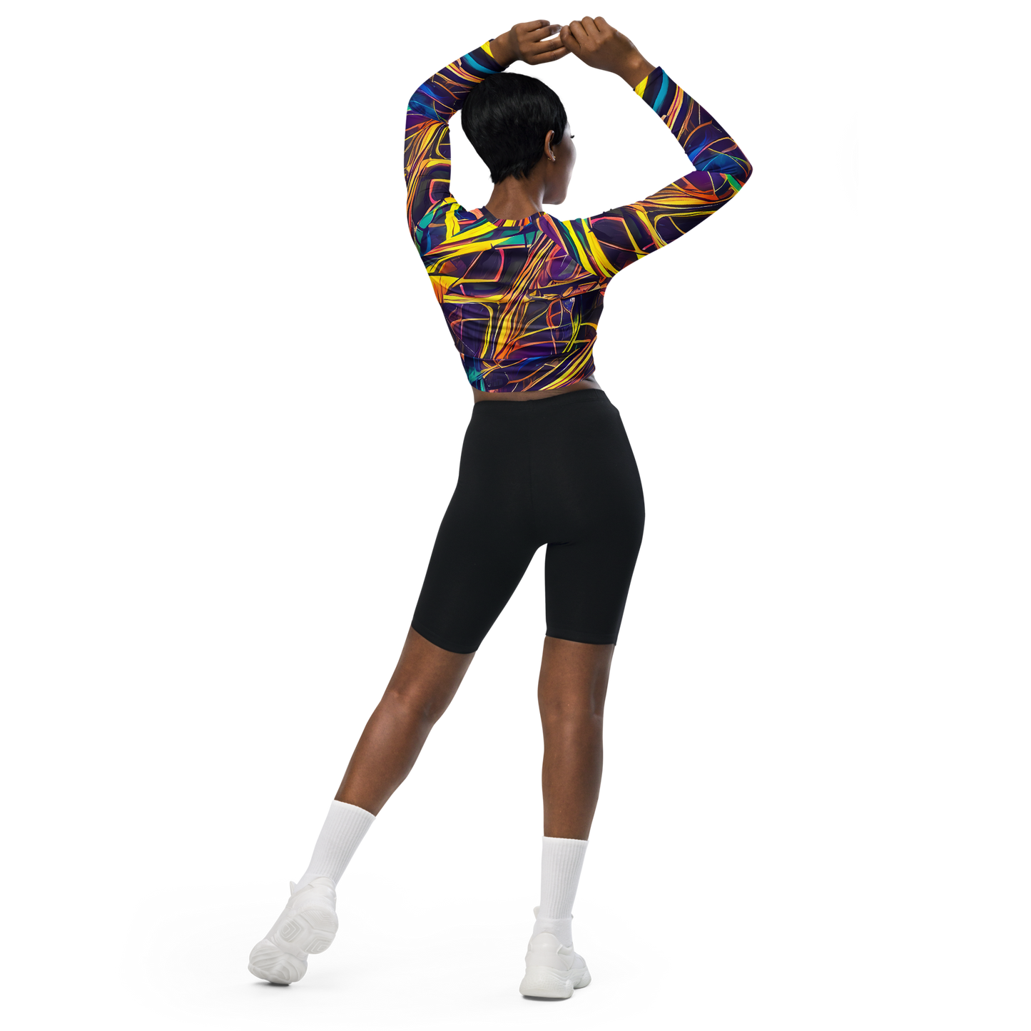 Long Sleeve Crop Top - Vector Rhapsody