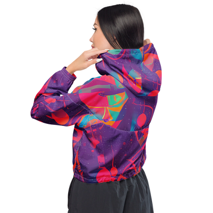 Women's Cropped Windbreaker - Spheric Rhapsody