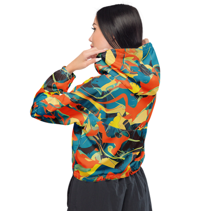 Women's Cropped Windbreaker - Abstract Tango