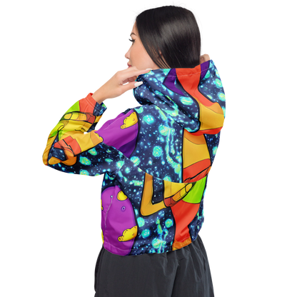 Women's Cropped Windbreaker - Cosmic Siblings