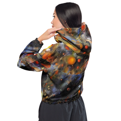 Women's Cropped Windbreaker - Brushstroke Blaze