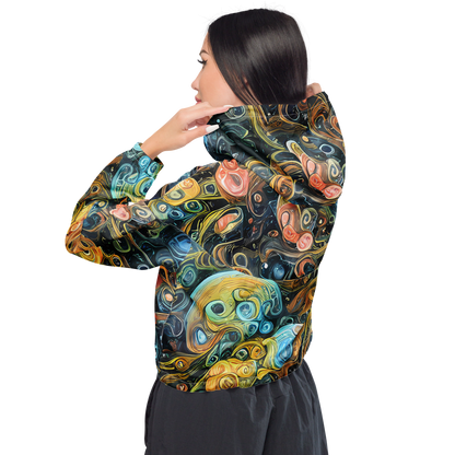 Women's Cropped Windbreaker - Wild Cosmos