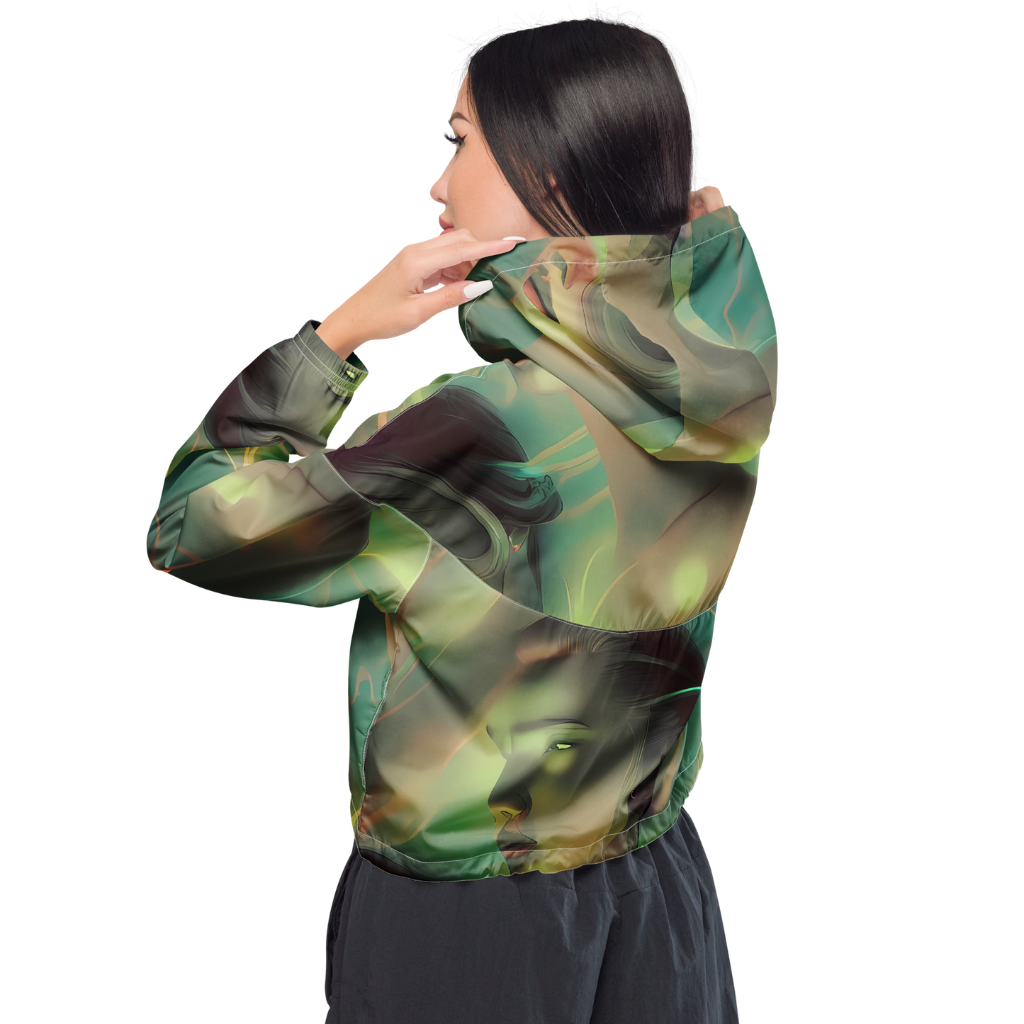 Women's Cropped Windbreaker - Spectral Whisper