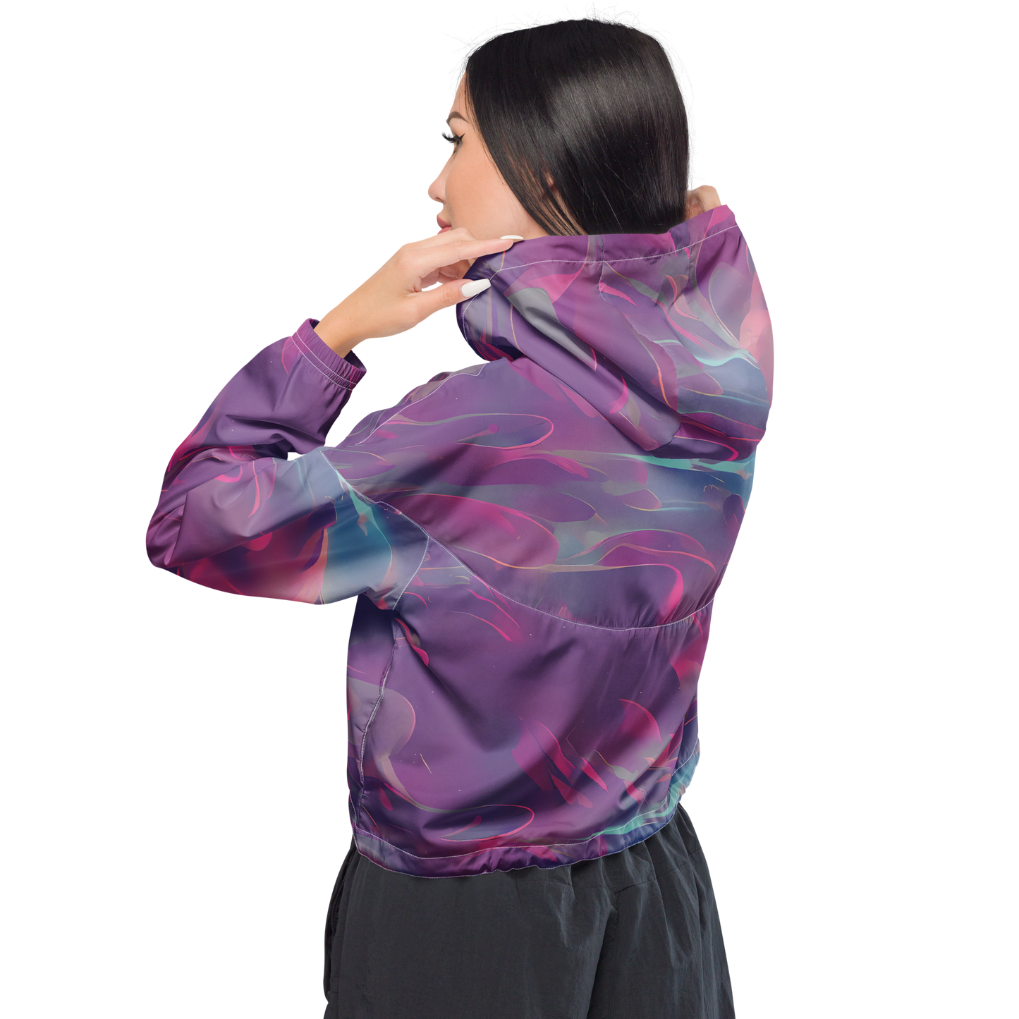 Women's Cropped Windbreaker - Dreamscape Swirl