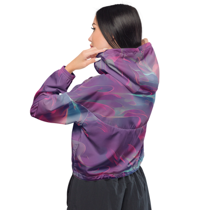 Women's Cropped Windbreaker - Dreamscape Swirl