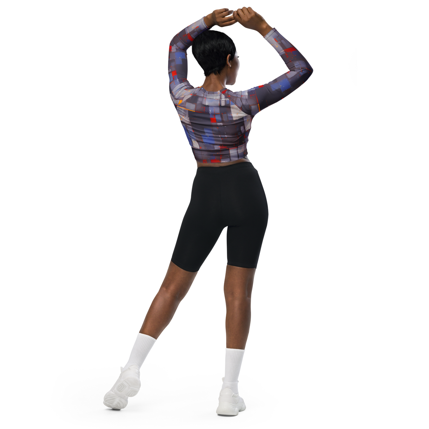 Long Sleeve Crop Top - Cubist Rhythm