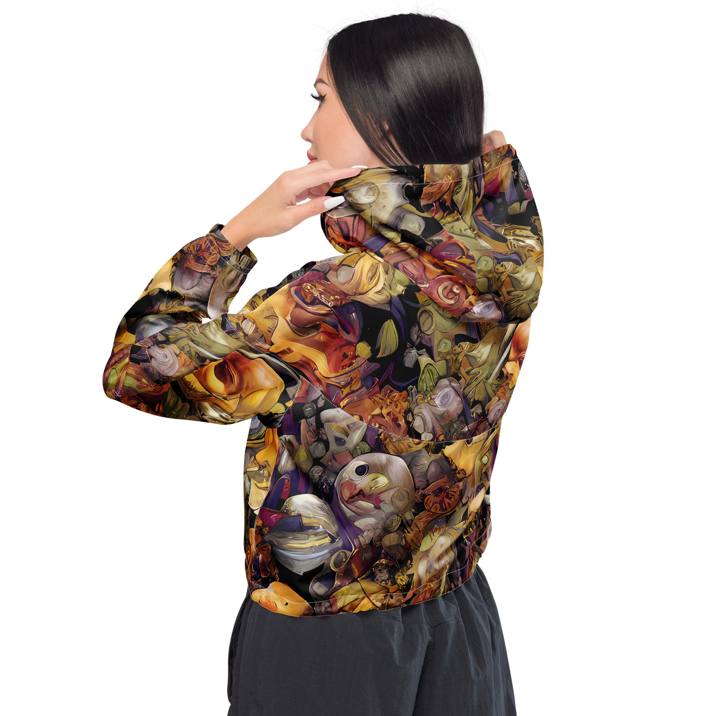 Women's Cropped Windbreaker - Arcimboldo Abundance