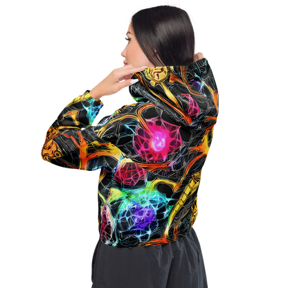 Women's Cropped Windbreaker - Psychedelic Pulsar