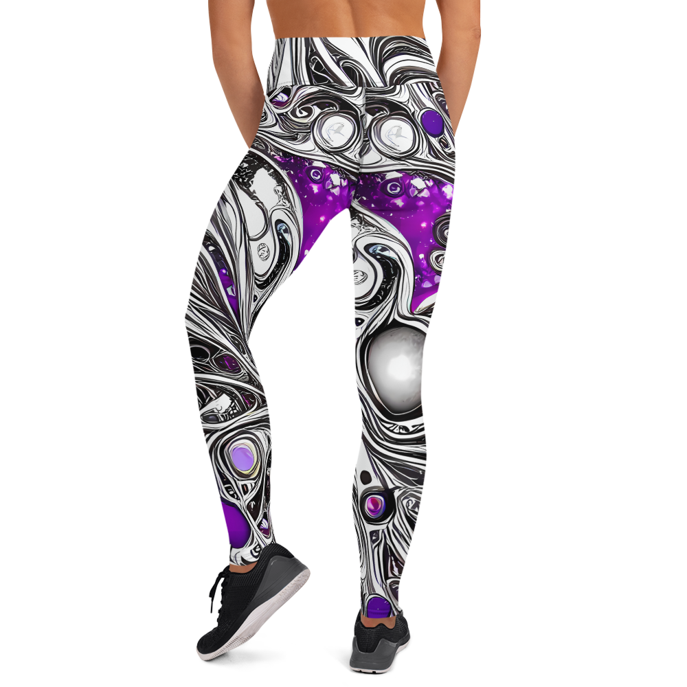 Yoga Leggings - Neo-Noir Waves