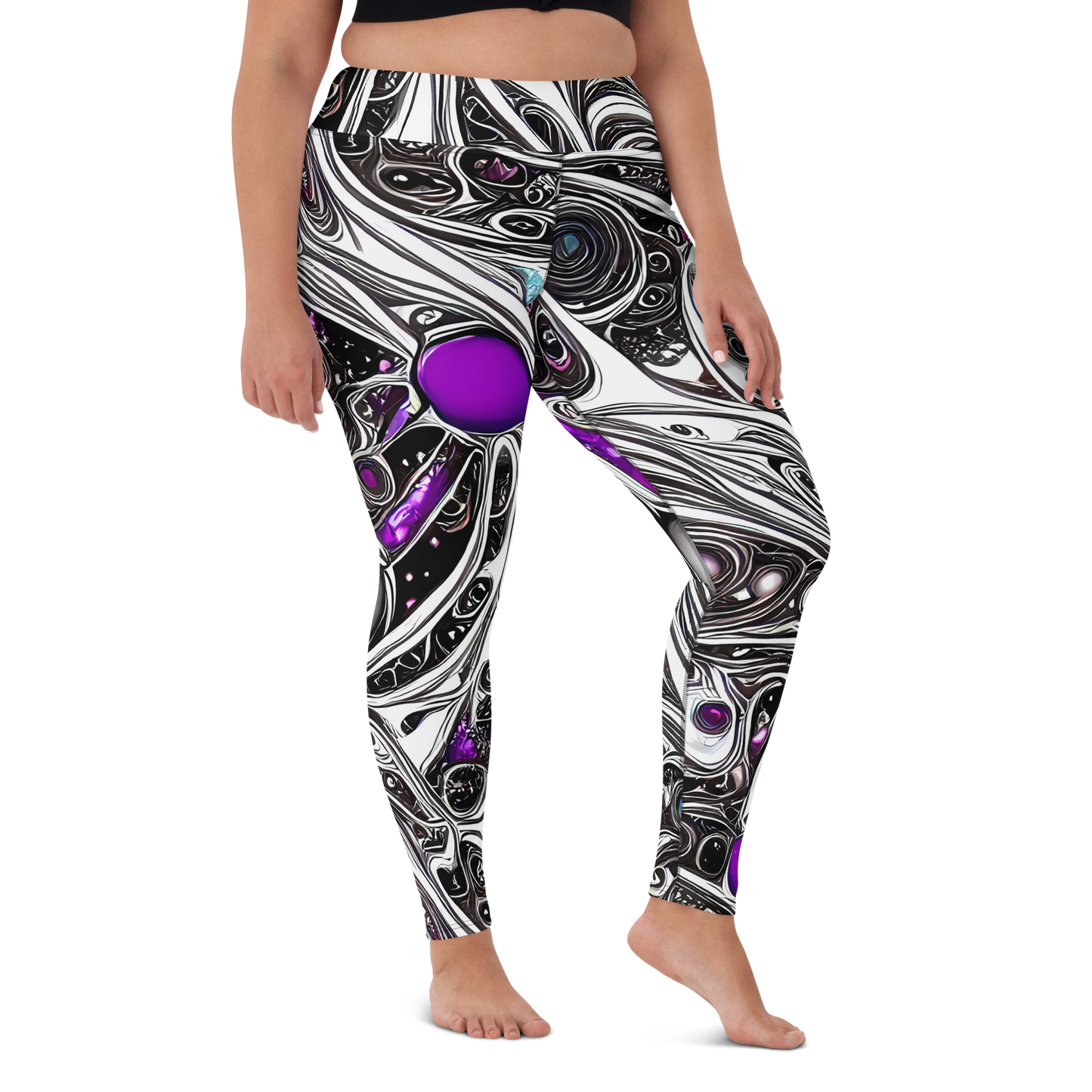 Yoga Leggings - Neo-Noir Waves