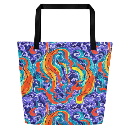 Large Tote Bag w/ Pocket - Galactic Waves