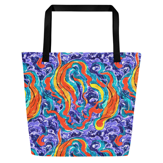 Large Tote Bag w/ Pocket - Galactic Waves