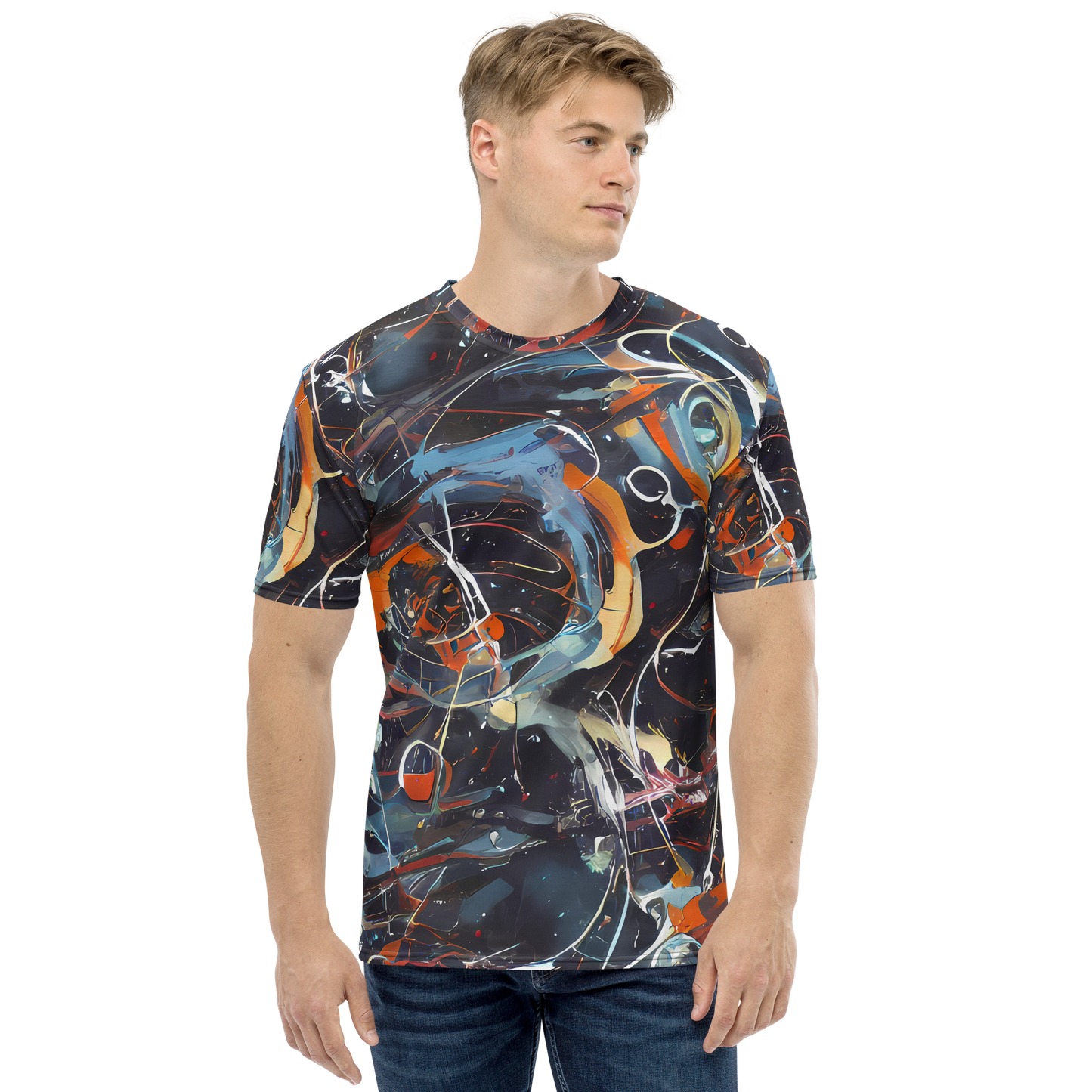 Men's Crew Neck T-Shirt - Neo-Splash Labyrinth