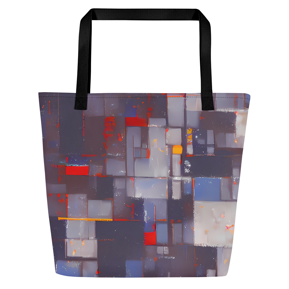 Large Tote Bag w/ Pocket - Cubist Rhythm