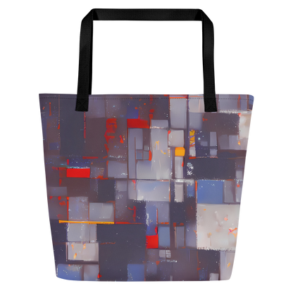 Large Tote Bag w/ Pocket - Cubist Rhythm