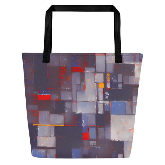 Large Tote Bag w/ Pocket - Cubist Rhythm