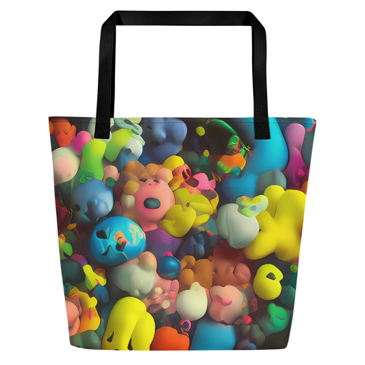 Large Tote Bag w/ Pocket - Bubble Pop Art