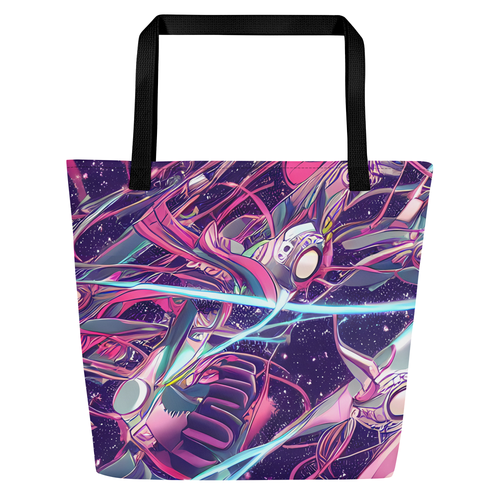 Large Tote Bag w/ Pocket - Neo-Tokyo Twirl