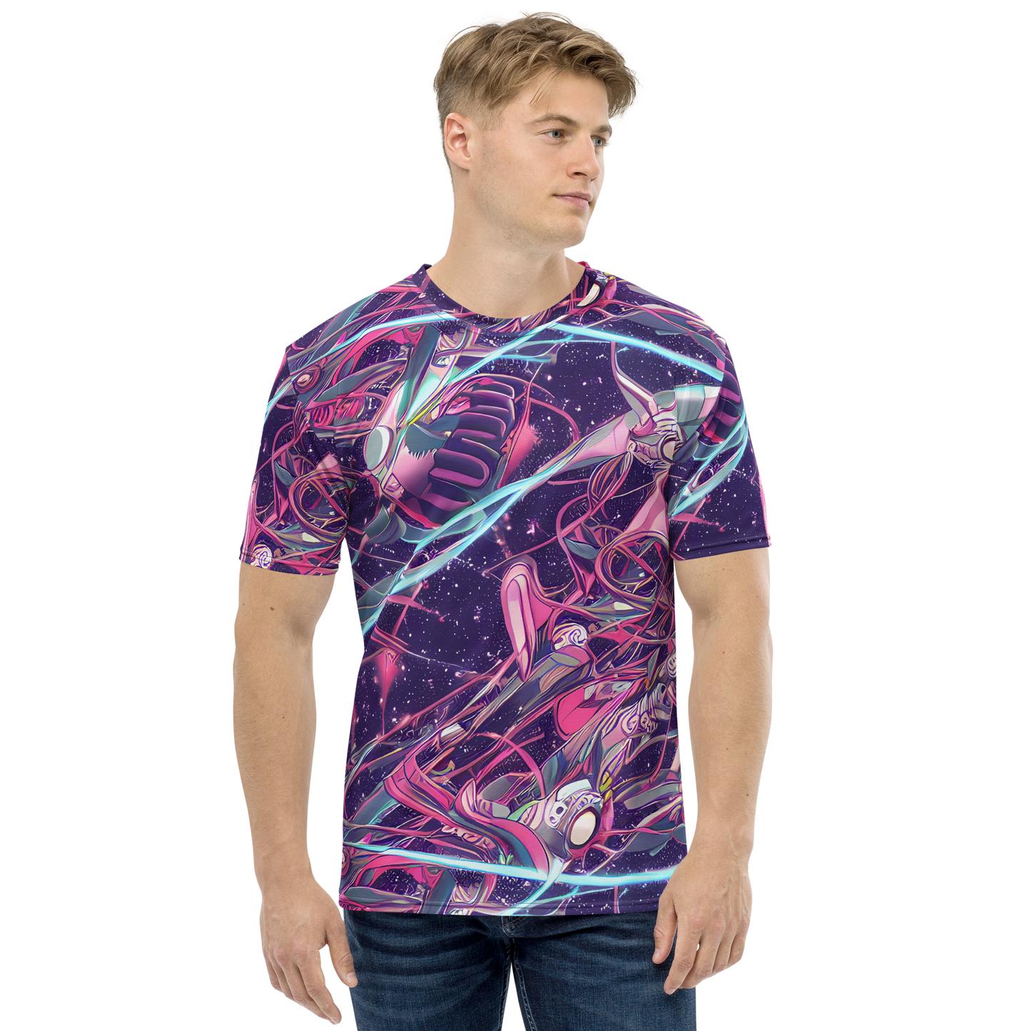 Men's Crew Neck T-Shirt - Neo-Tokyo Twirl