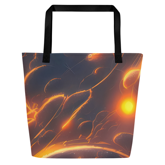 Large Tote Bag w/ Pocket - Inferno Spirals