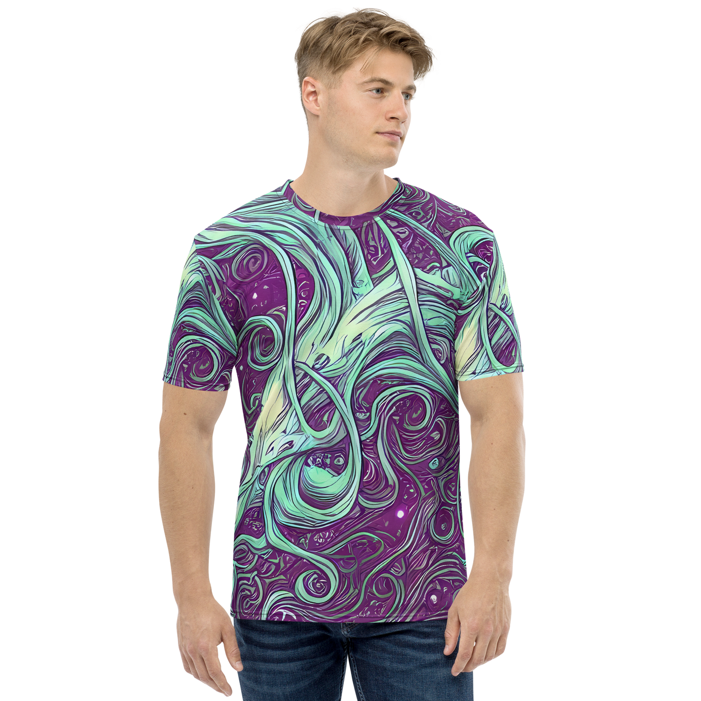 Men's Crew Neck T-Shirt - Temple Swirls