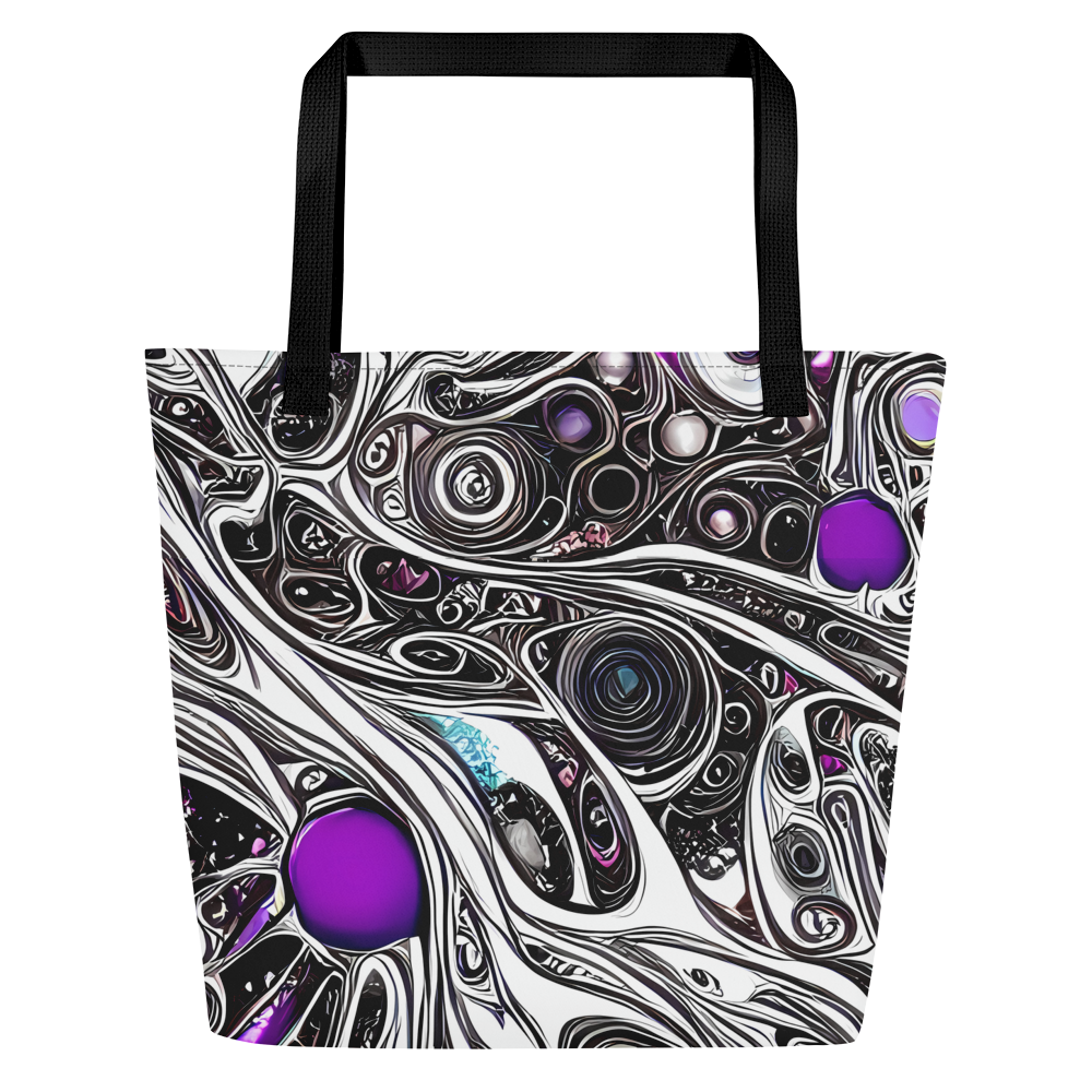 Large Tote Bag w/ Pocket - Neo-Noir Waves