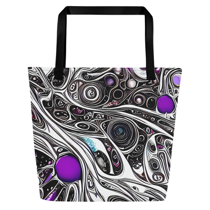 Large Tote Bag w/ Pocket - Neo-Noir Waves