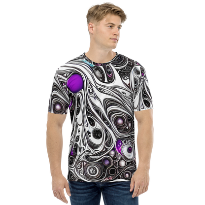 Men's Crew Neck T-Shirt - Neo-Noir Waves