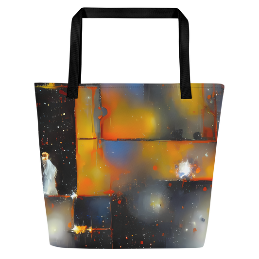 Large Tote Bag w/ Pocket - Monet's Matrix