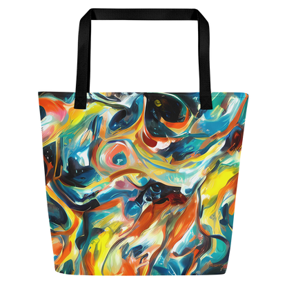 Large Tote Bag w/ Pocket - Chromatic Vortex