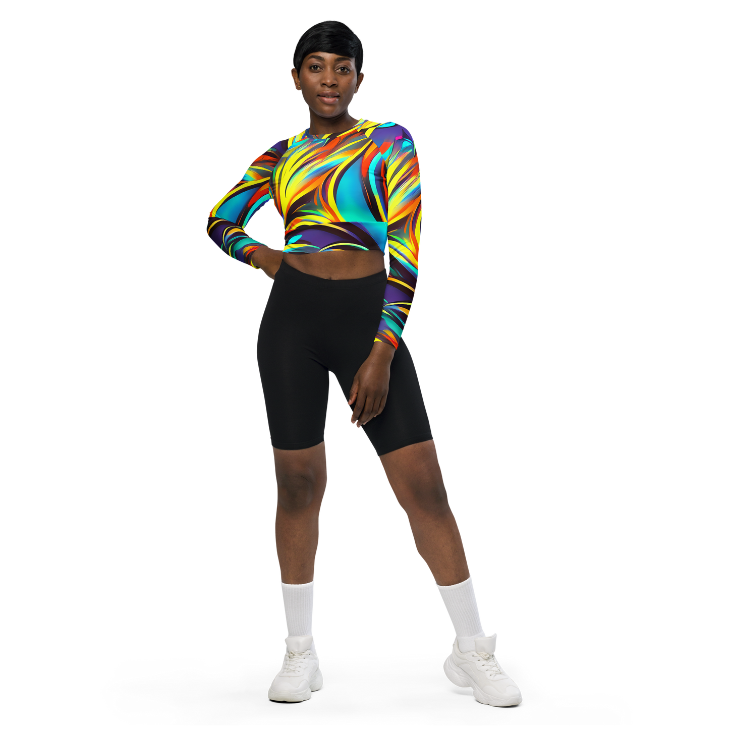 Long Sleeve Crop Top - Cyber Surge