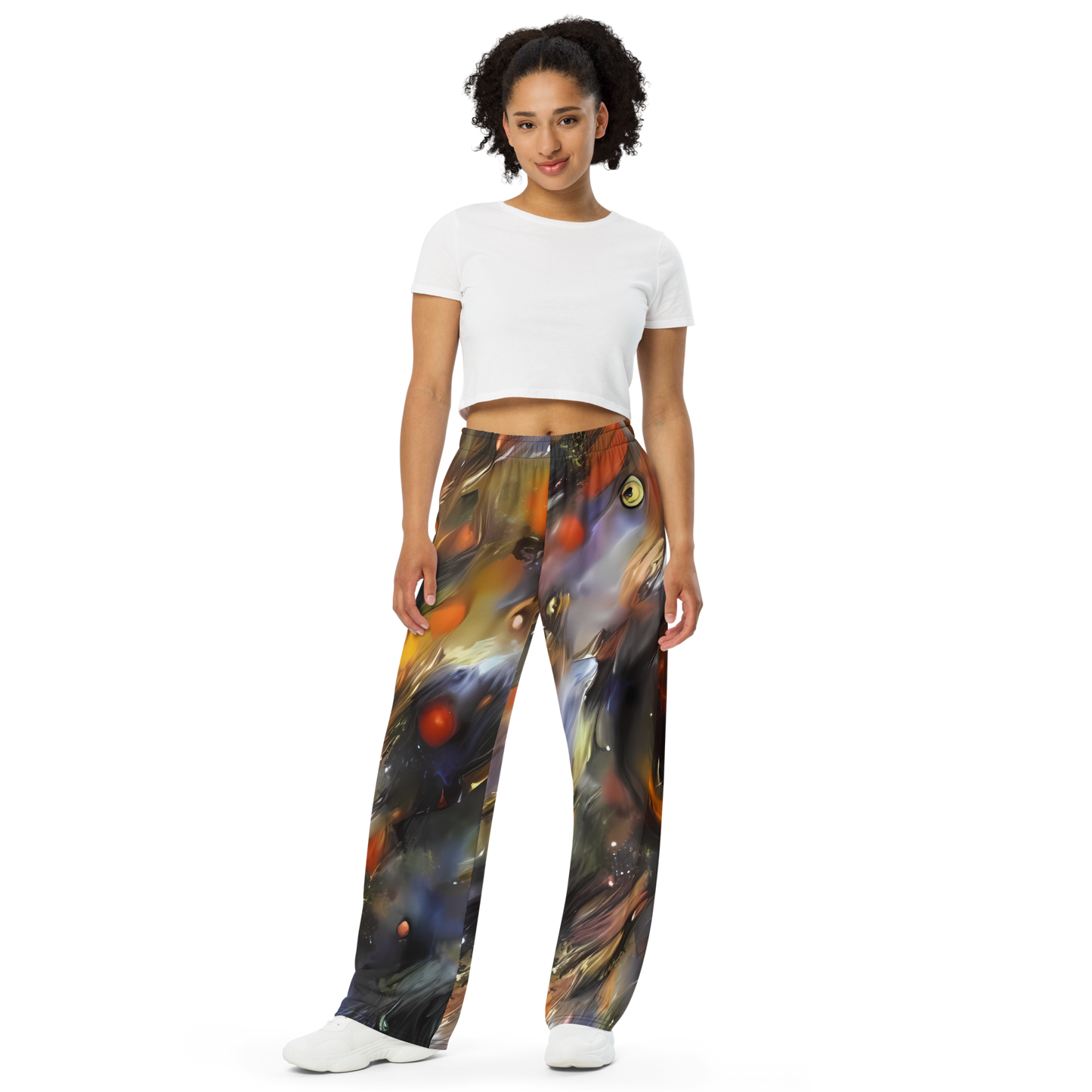 Wide-Leg Pants - Brushstroke Blaze