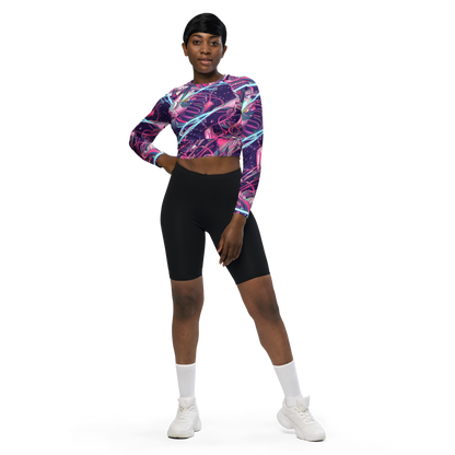 Long Sleeve Crop Top - Neo-Tokyo Twirl