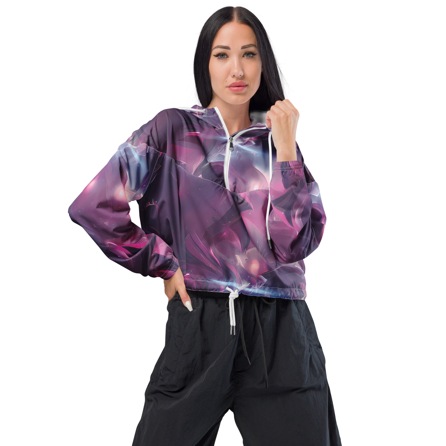 Women's Cropped Windbreaker - Vertex Visions