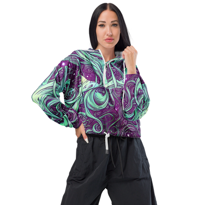 Women's Cropped Windbreaker - Temple Swirls