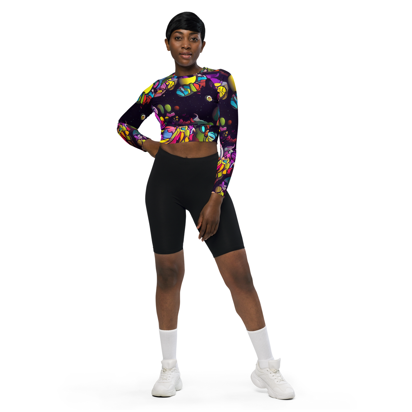 Long Sleeve Crop Top - Galactic Playground