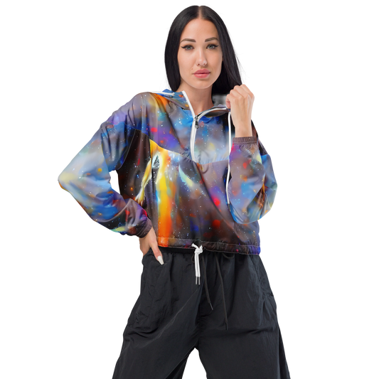 Women's Cropped Windbreaker - Impressionist Drift